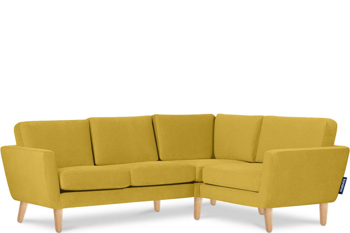 ECKSOFA-RECHTS TAGIO 3/4 Sitzer, Gelb - Gelb/Braun, Buchenholz/Textil (220/181cm) - KONSIMO®