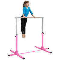 GYMNASTIKSTANGE DE-10731 höhenverstellbar, Holz & Stahl Rosa - Pink, Metall (121/194cm) - ComfortXL