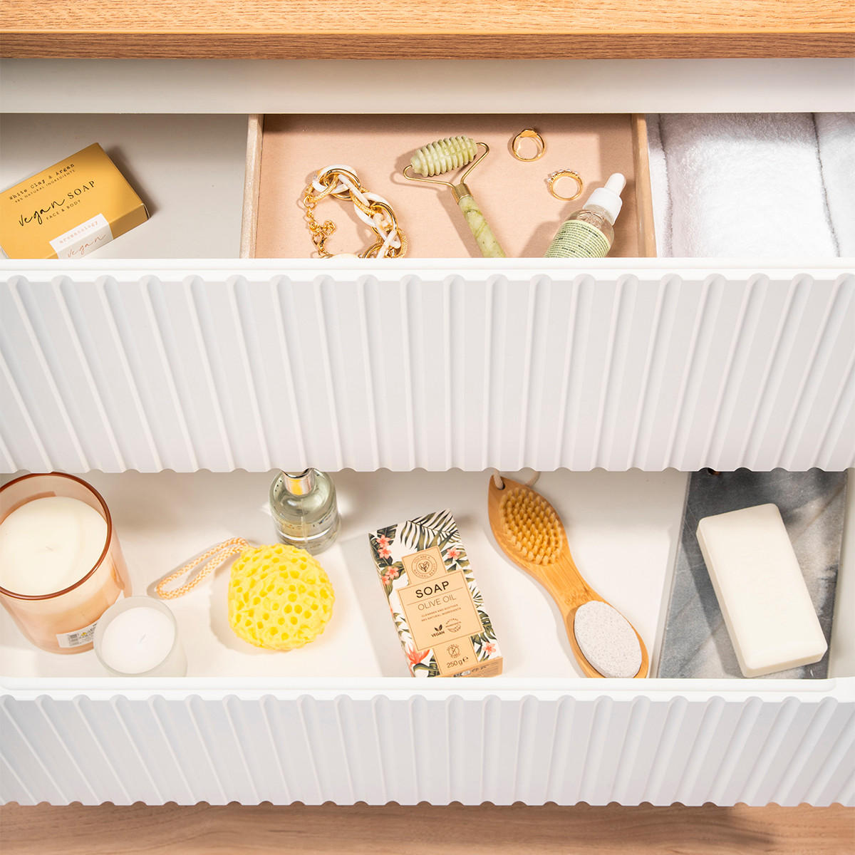 WASCHTISCH 50.4cm Riva Weiß und Holz - Weiß, Holzwerkstoff (50.4/59/40cm) - Petits-meubles