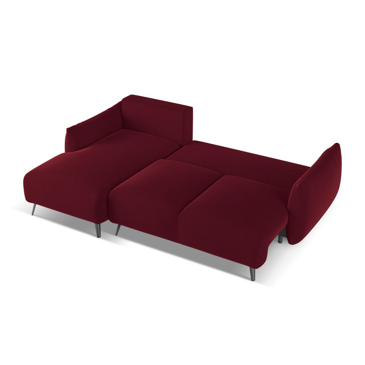 ECKSOFA mit Schlaffunktion Samt Stoff Rot - Bordeaux/Rot, Textil/Metall (162/242cm) - Makamii