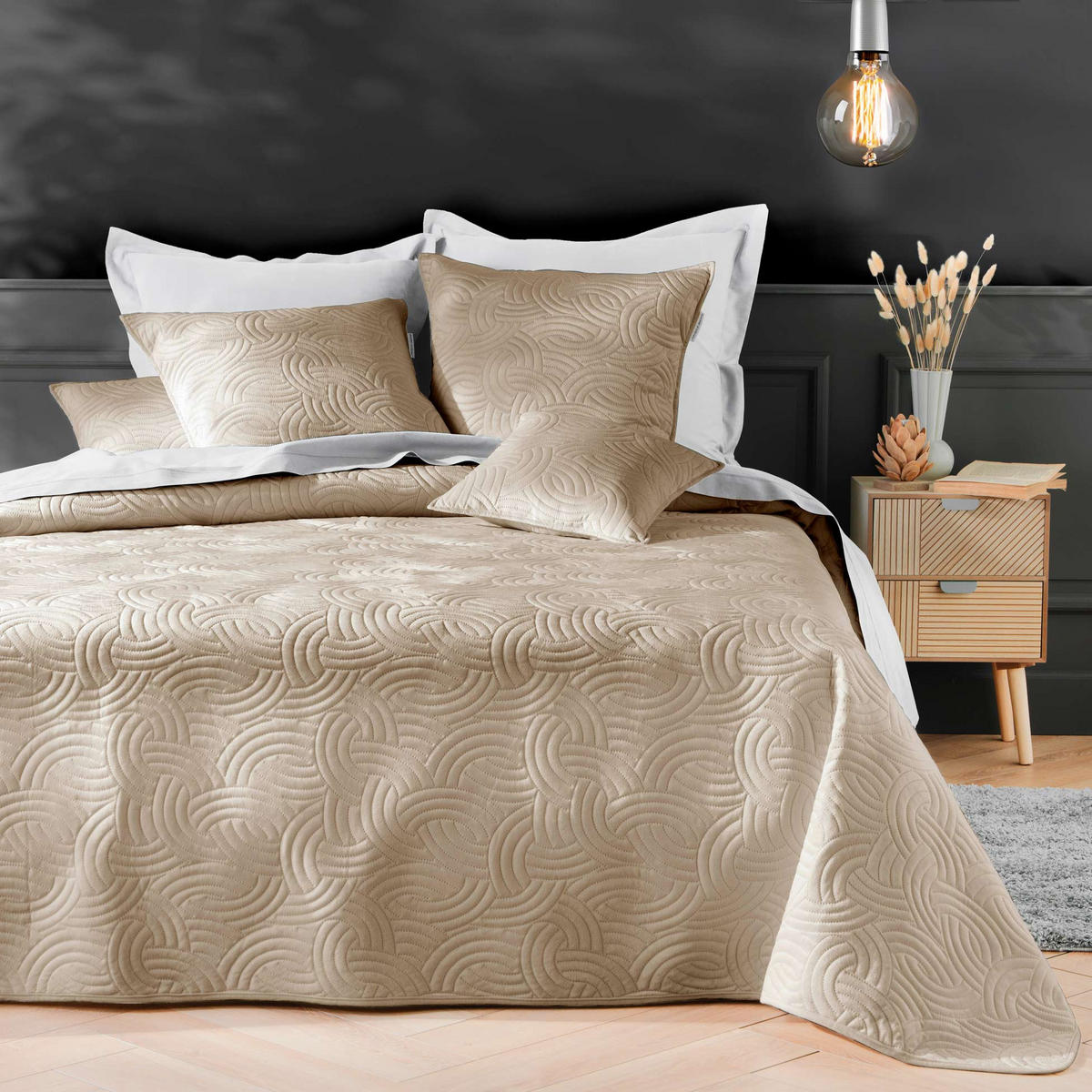 BETTWÄSCHE-SET aus Samt Solange 240/260/0,5 cm - Beige, Textil (260/240cm) - Douceur d´intérieur