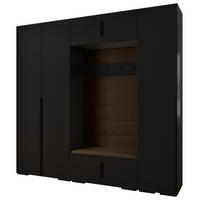 GARDEROBEN-SET 236,7/250/47 - Dunkelbraun/Schwarz, Holz/Metall (250/236.7/47cm) - Abiks Möbel