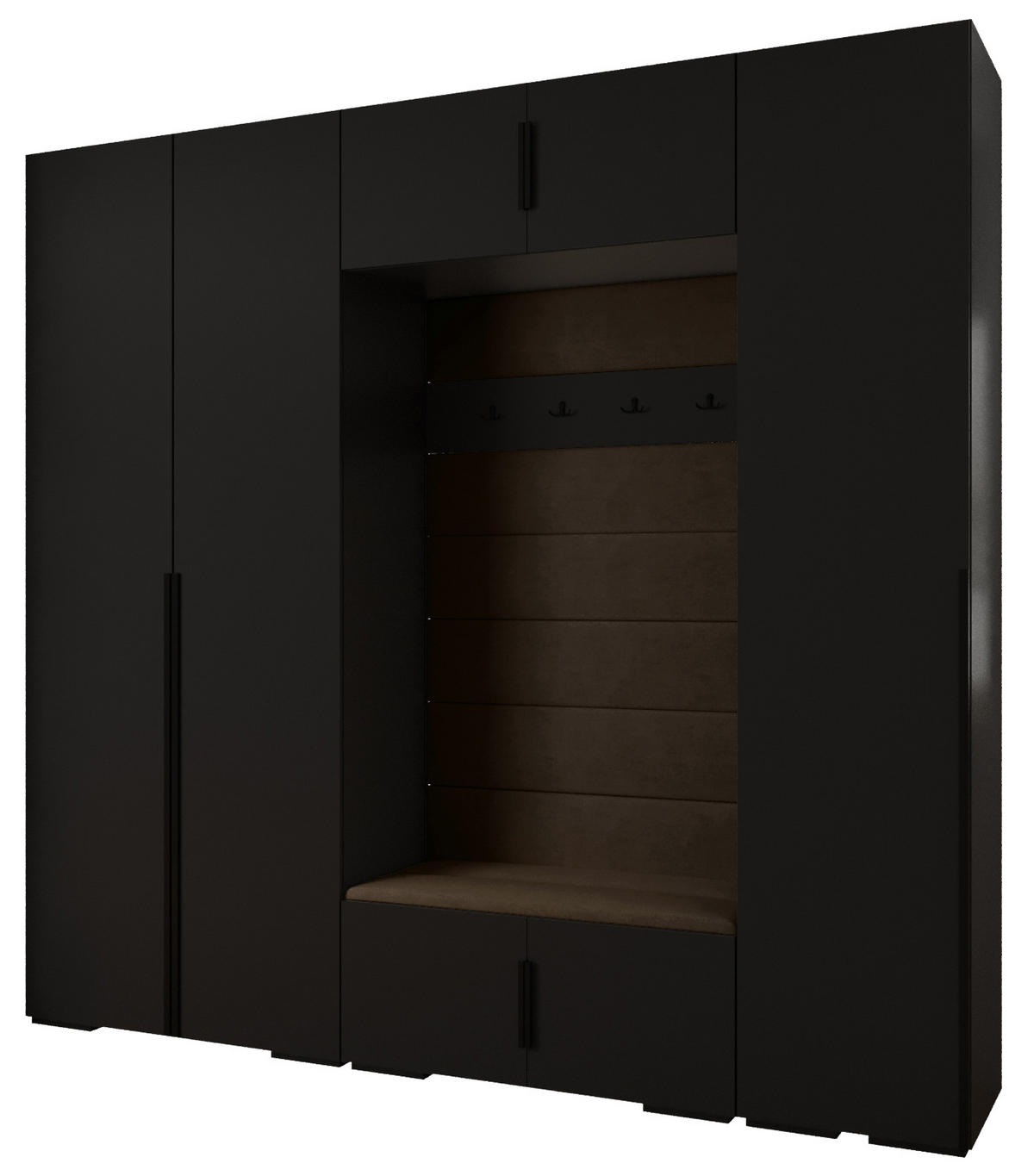 GARDEROBEN-SET 236,7/250/47 - Dunkelbraun/Schwarz, Holz/Metall (250/236.7/47cm) - Abiks Möbel