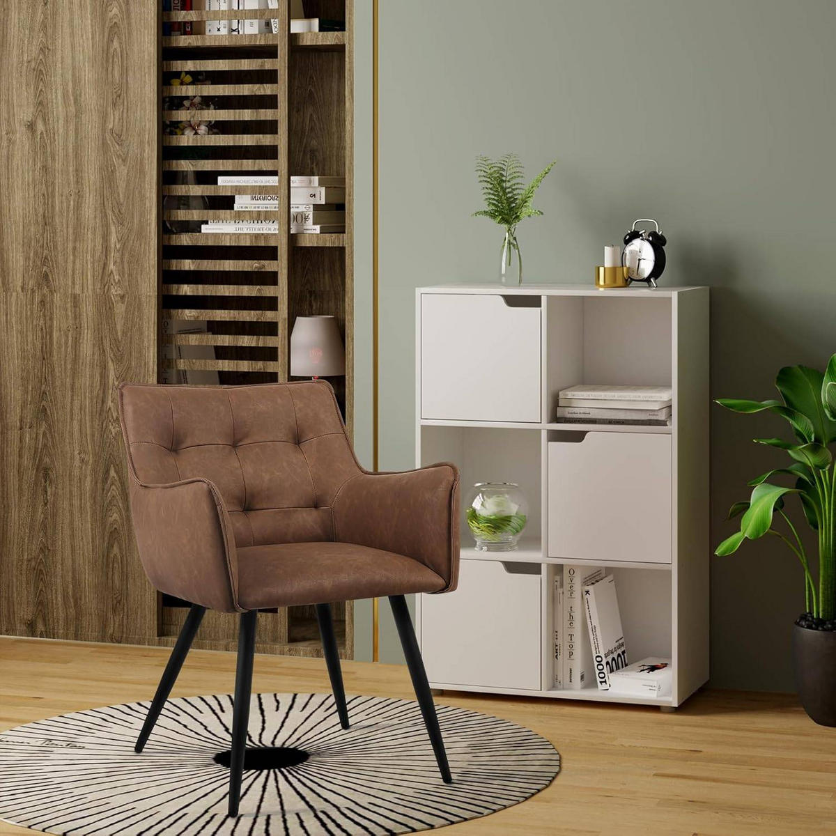 ESSZIMMERSTUHL Kunstlederbezug, Braun - Schwarz/Braun, Kunststoff/Textil (54/80/56cm) - Woltu