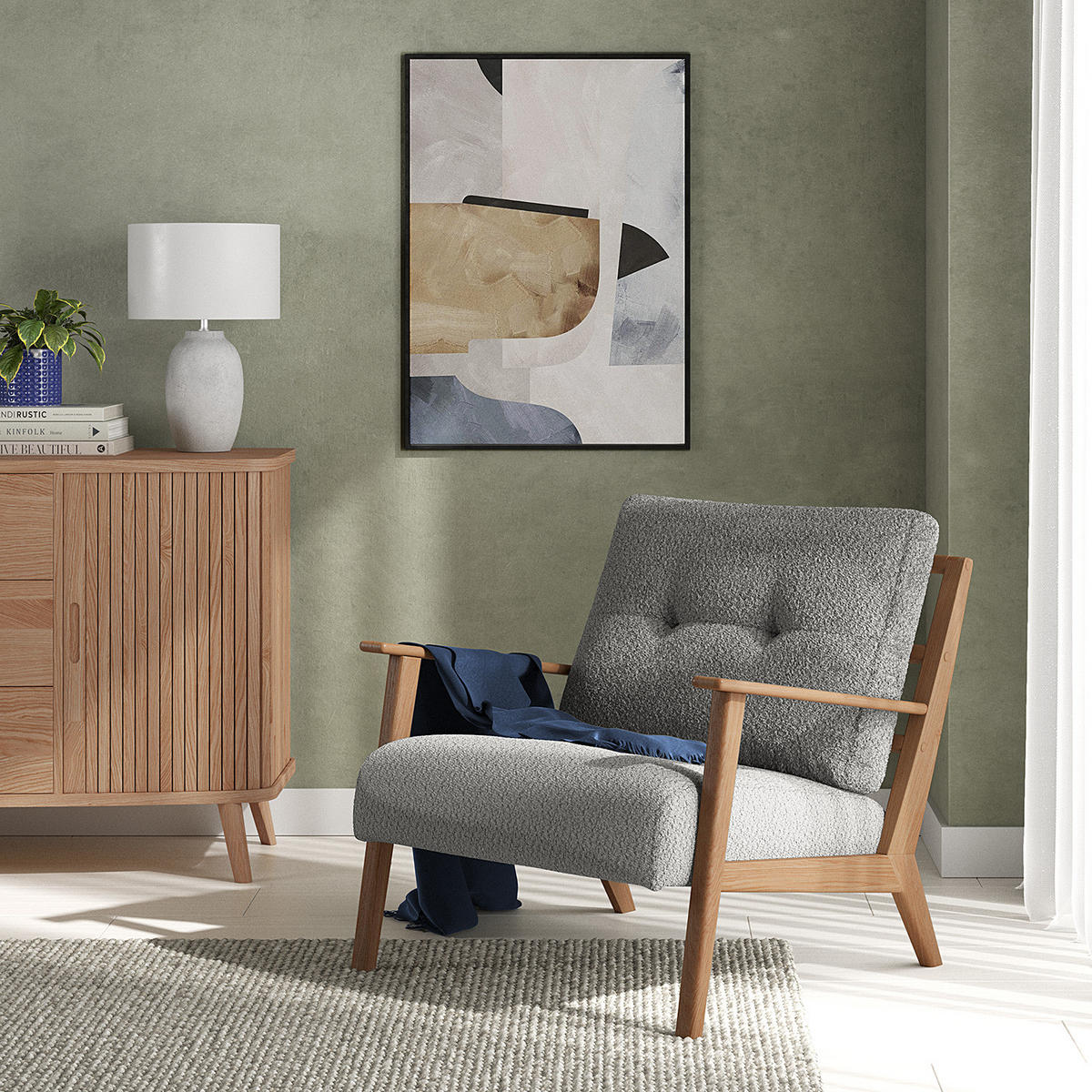 SESSEL - Braun/Grau, Eichenholz/Holz (83/80/75cm) - home24