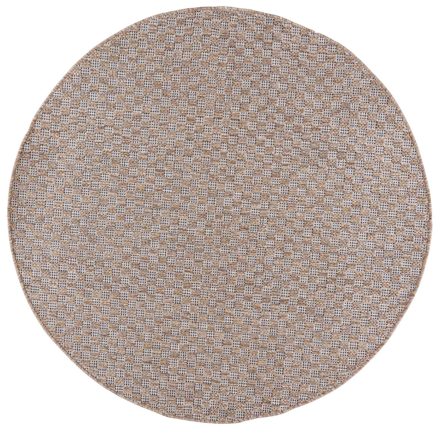 TEPPICH Braun In-Outdoor Geometrisch, Einfarbig - Rund, Kurzflor, Modern - 240 x 240 cm - Creme/Braun, Textil (240/240cm) - Mazovia