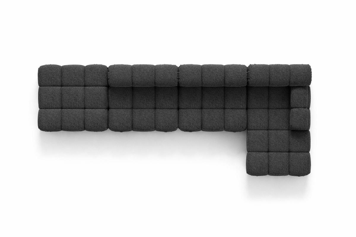 ECKSOFA L-Form XL, Stoff Bouclé Abriamo, Graphit, Rechts, Selia L XL - Graphitfarben, Holz (380/160cm) - Kaiser Möbel