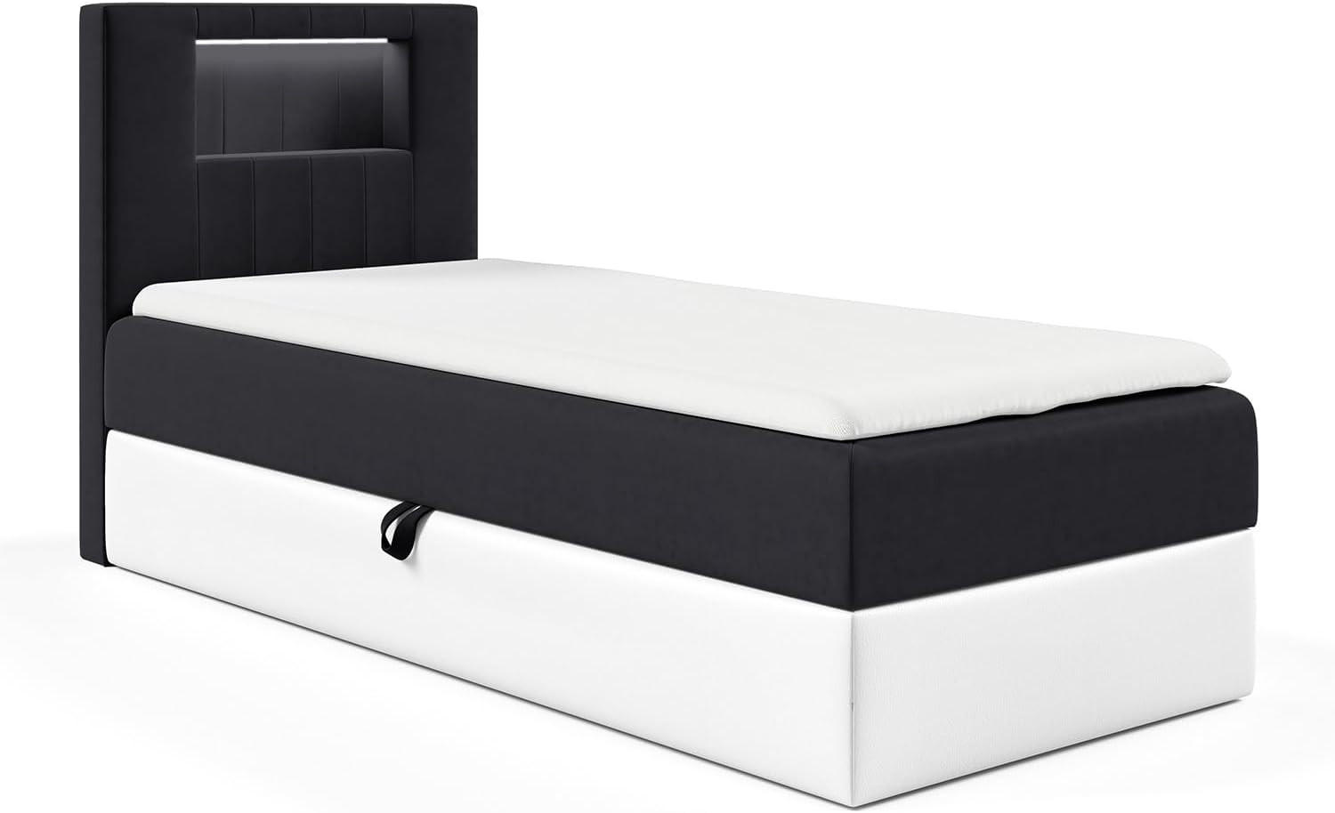 Meblini Kinderbett Schwarz, Weiß 92x212 cm