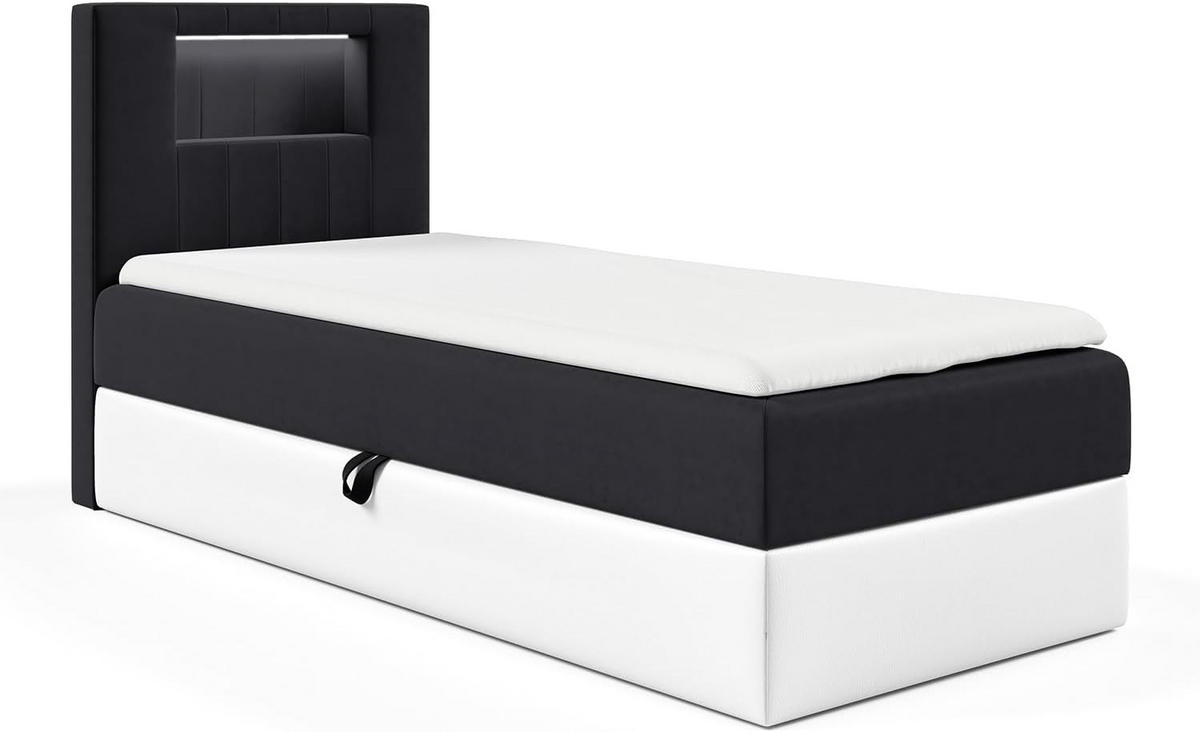 KINDERBETT GARETH 1 - Schwarz/Weiß, Holzwerkstoff (82/212cm) - Meblini