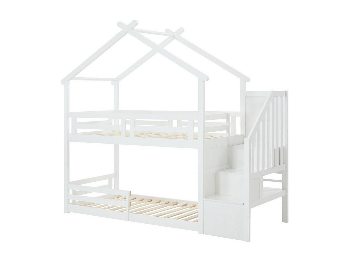 HOCHBETT Hausbett - 90 x 190 cm - Kiefer & MDF - Weiß - TALETY - Weiß, Holz (96/250cm) - Vente-Unique