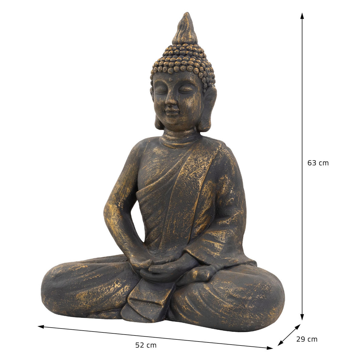 BUDDHA STATUE 63 cm hoch Bronzeoptik aus Polyresin - Bronzefarben, Kunststoff (29/63/52cm) - ECD-Germany