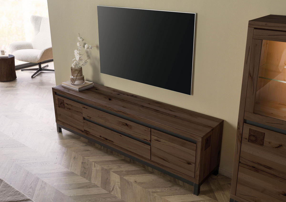 TV-BOARD Kernbuche 190x40x56 tabacco braun geölt VILLANDERS #253 - Braun, Holz (190/56/40cm) - Massivmoebel24