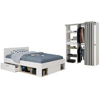 KINDERZIMMER-SET 2-teilig weiß, Eiche, Jugendzimmer mit Stauraumbett - Eichefarben/Weiß, Holzwerkstoff/Kunststoff (143/182/204cm) - Parisot Meuble