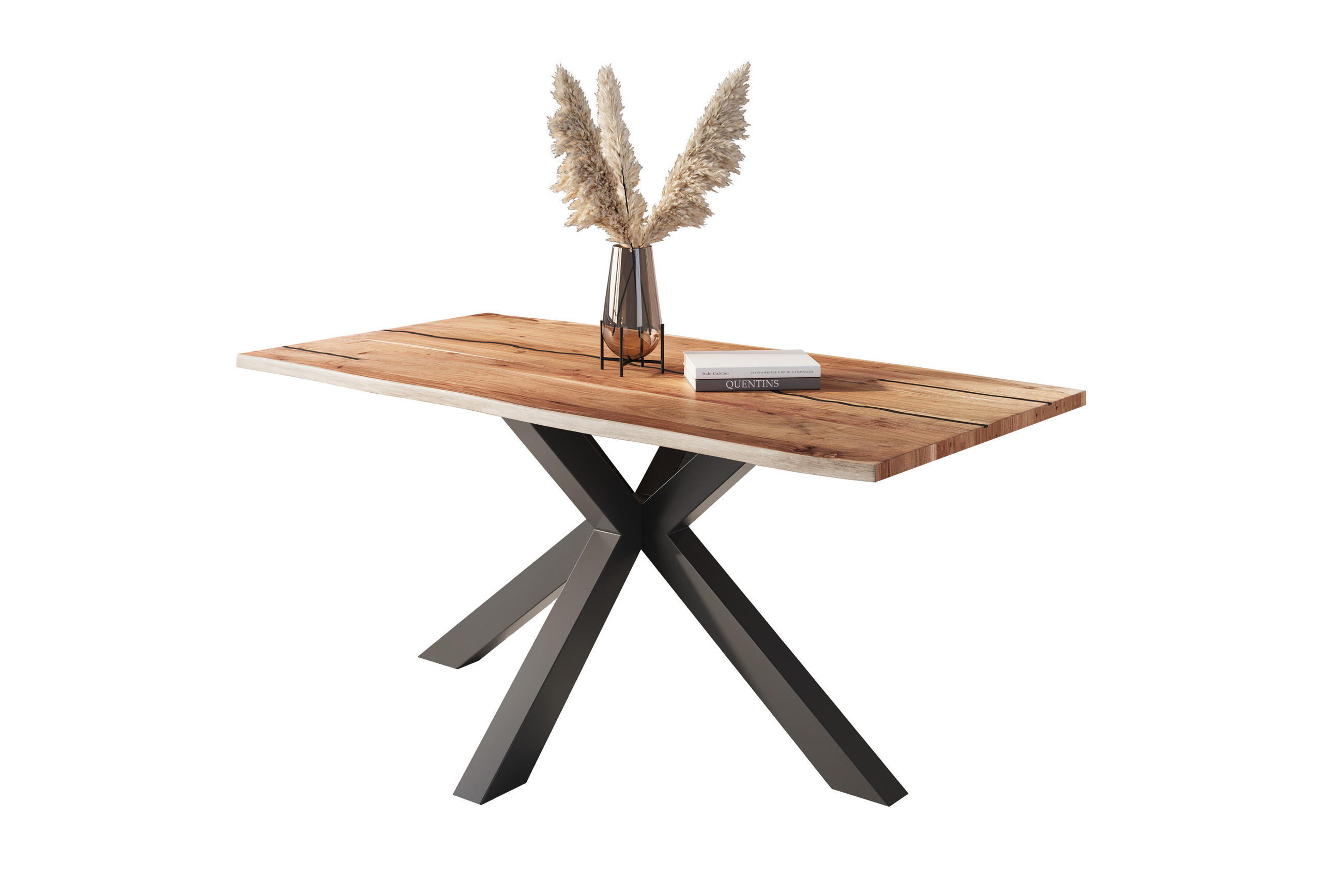 ESSTISCH POLLY - Beige/Schwarz, Holz/Metall (80/120/77cm) - SAM