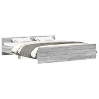 BETTGESTELL Mit Kopf- Und Fussteil Grau Sonoma 180/200 Cm - Grau, Holzwerkstoff (180/200cm) - vidaXL
