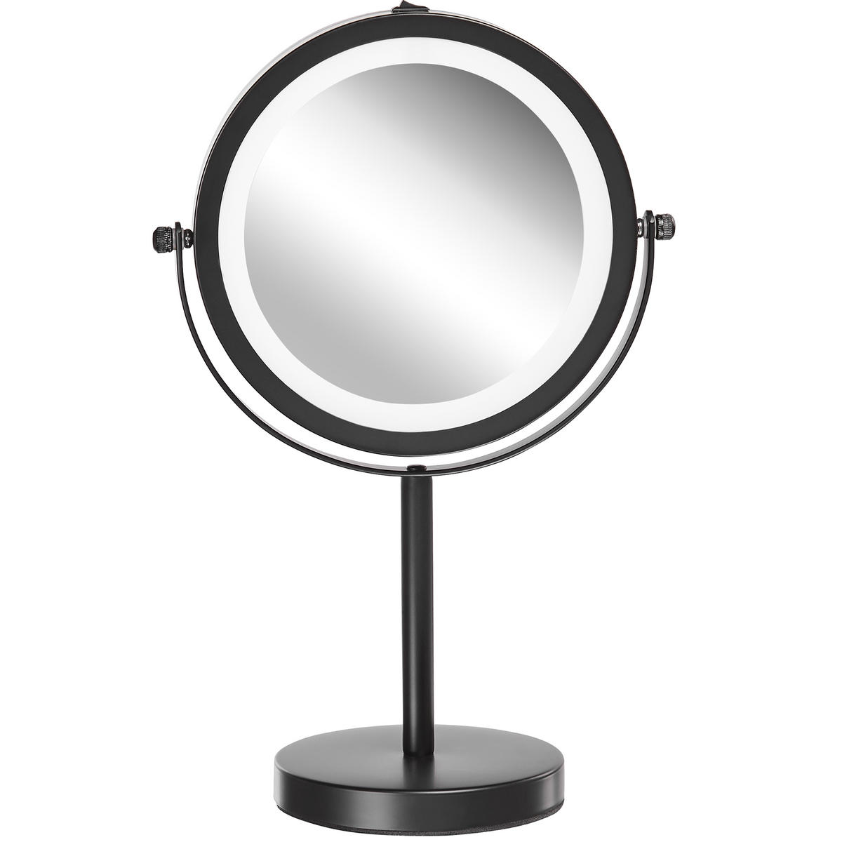 KOSMETIKSPIEGEL schwarz mit LED-Beleuchtung 17 cm Tuchan - Schwarz, Metall (17/33/12cm) - Beliani