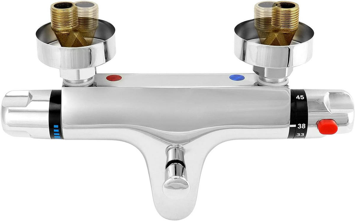 DUSCHARMATUR, Thermostat-Brausebatterie, G1/2"-Ventilanschluss - Silberfarben, Metall (12.8/6/28cm) - BELZ