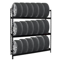 REIFENREGAL Tiger XL 200x180x45 cm 300 kg Fachlast bis zu 21 Reifen auf 3 Ebenen Schwarz - Schwarz, Metall (180/200/45cm) - PROREGAL