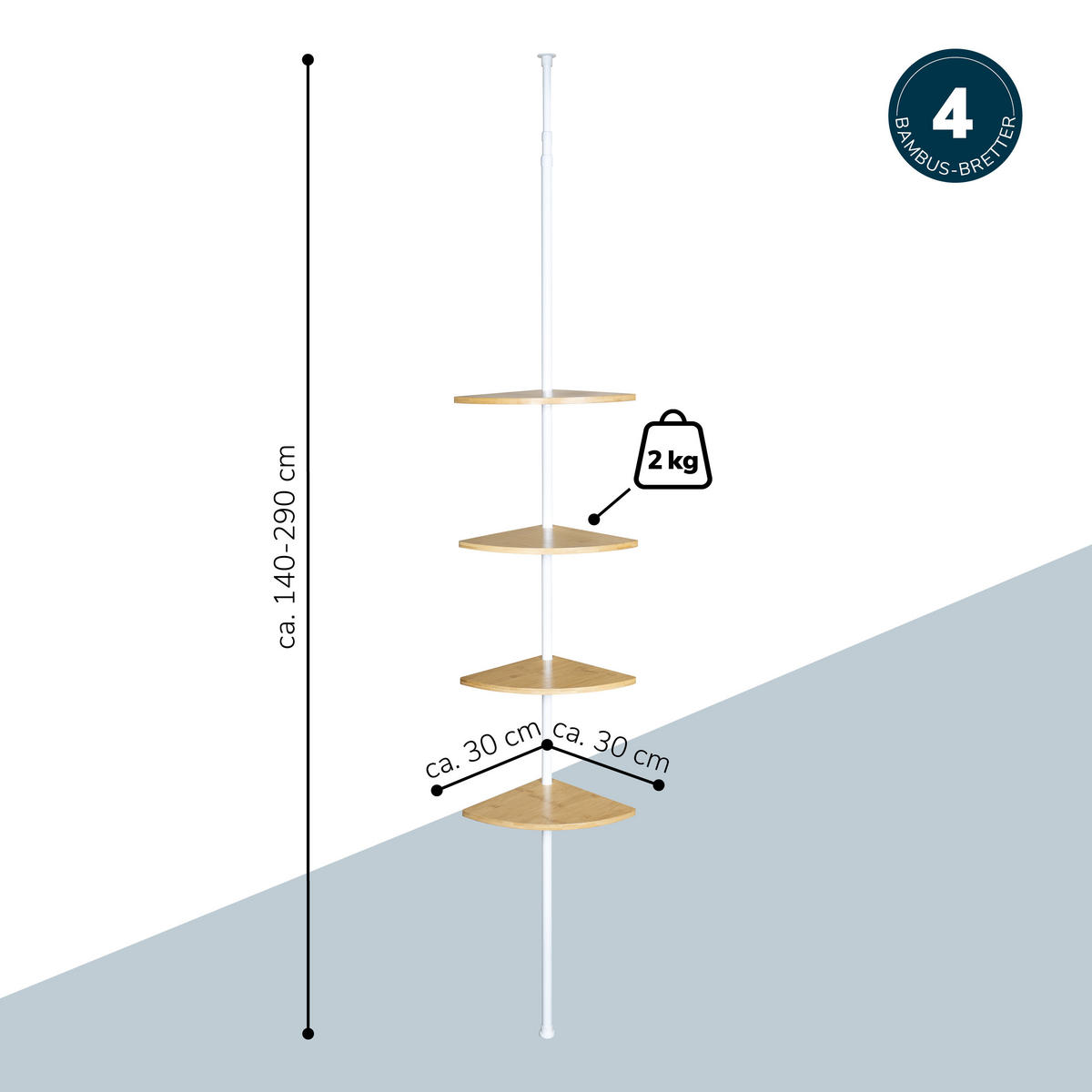WANDREGAL, weiß - Weiß, Metall (30/290/30cm) - bremermann