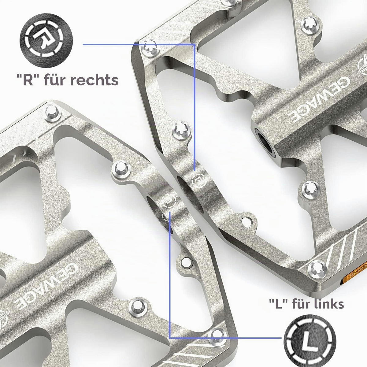 FAHRRADPEDALE Aluminium CNC mit Reflektoren Silber - Silberfarben, Metall (10.1/1.5/11.8cm)