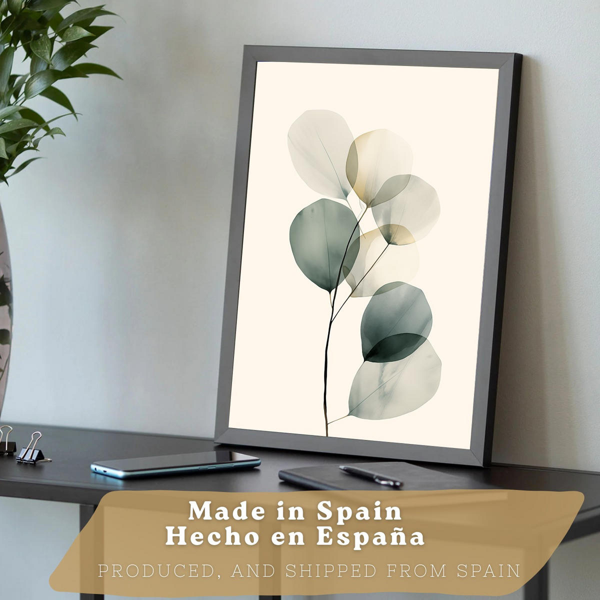PLAKAT Sada 3 Rostliny A3 Černý rám - černá, papír (29.7/1/42cm) - Nacnic