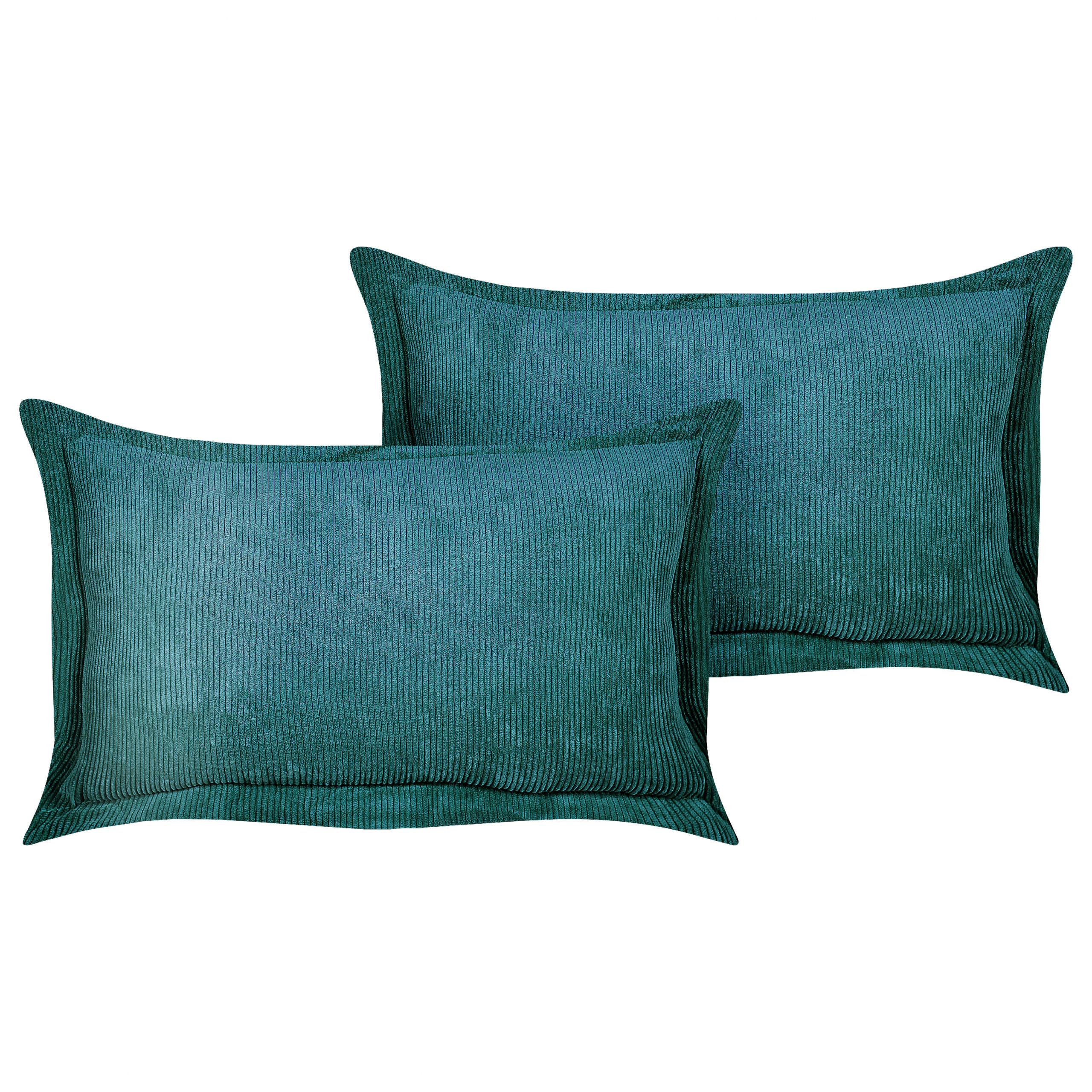 DEKOKISSEN CORD 2er-Set Blaugrün 47/27 cm Zinnia - Türkis, Textil (47/27cm) - Beliani