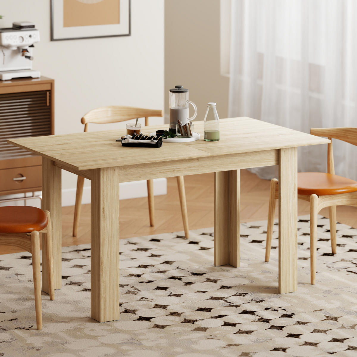 AUSZIEHTISCH Eichefarben Ausziehbar 140-180/80/75 cm - Naturfarben, Holz (80/180/75cm) - PANGIVO