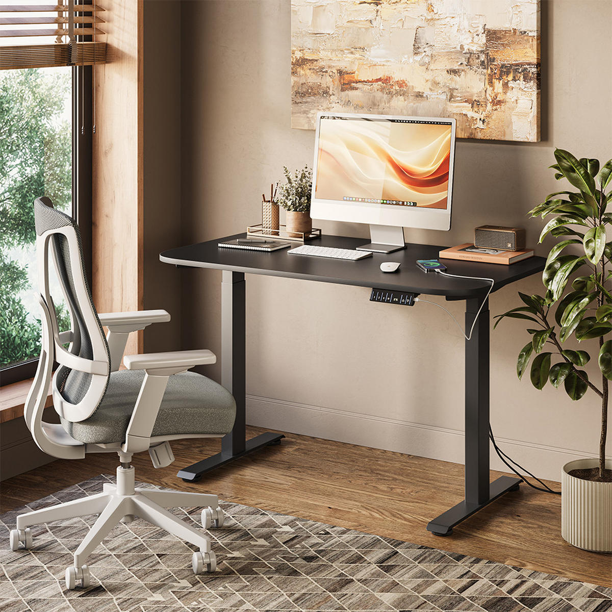 PSACÍ STŮL Elevate Černá/Antracitová - černá/antracitová, kompozitní dřevo (70/120/120cm) - Vicco