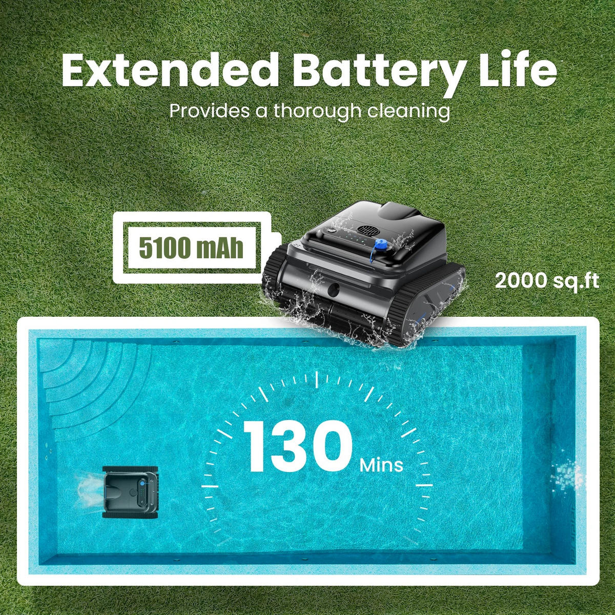 POOLROBOTER Y50S, 185 m² Reinigung - Schwarz, Kunststoff (33/33cm) - Kaket