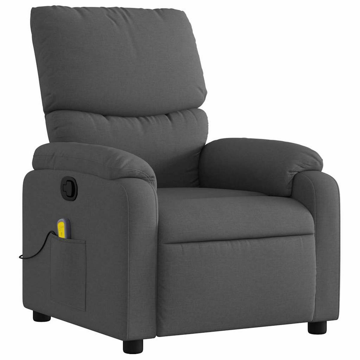 MASSAGESESSEL mit Liegefunktion und Vibrationsfunktion, 75/99/95 cm, Stoff, Dunkelgrau - Grau, Textil (99/95/75cm) - vidaXL