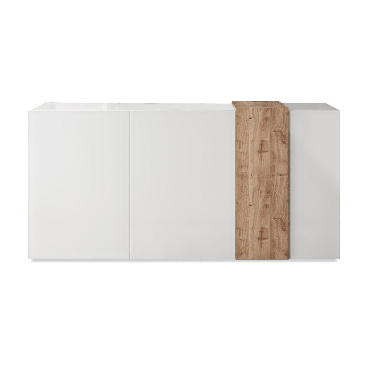 SIDEBOARD 3 Türen Pluton - L181 cm - Naturfarben/Weiß, Holz (44/84/6cm) - Vente-Unique