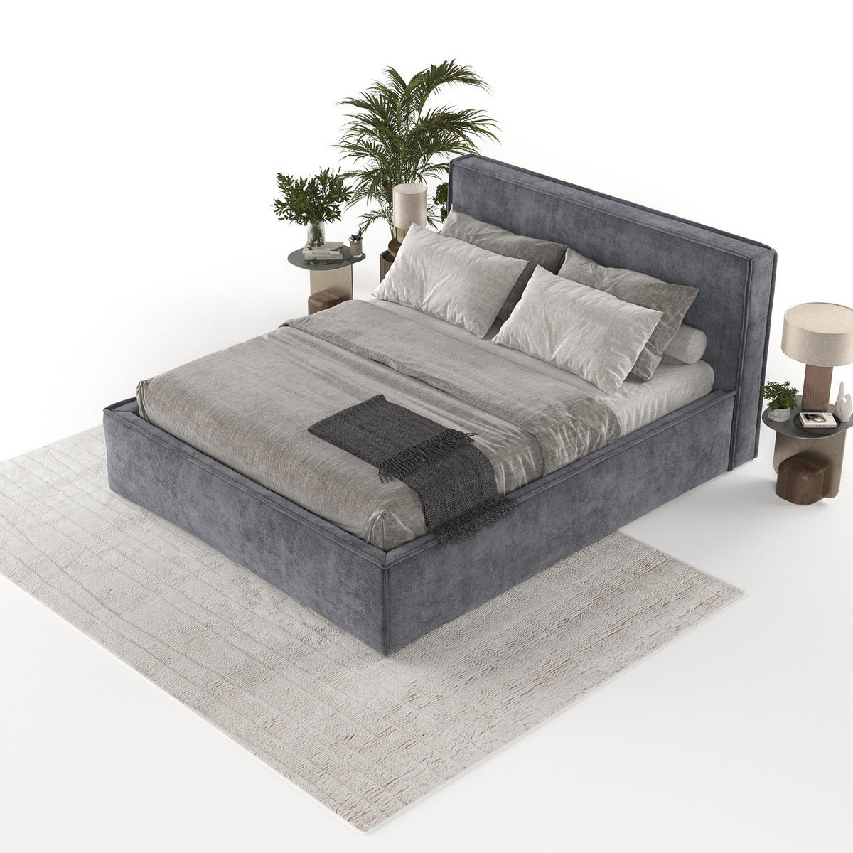 POLSTERBETT Sato mit Stauraum 140/200 cm Anthrazit im Terra NW Stoff - Anthrazit/Schwarz, Holz/Holzwerkstoff (140/200cm) - AltaBeds