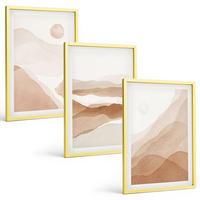 BILDER SET 3er Set - 40x60 cm Goldrahmen - Abstrakte braune Landschaften - Goldfarben, Kunststoff (40/60cm) - TULUP