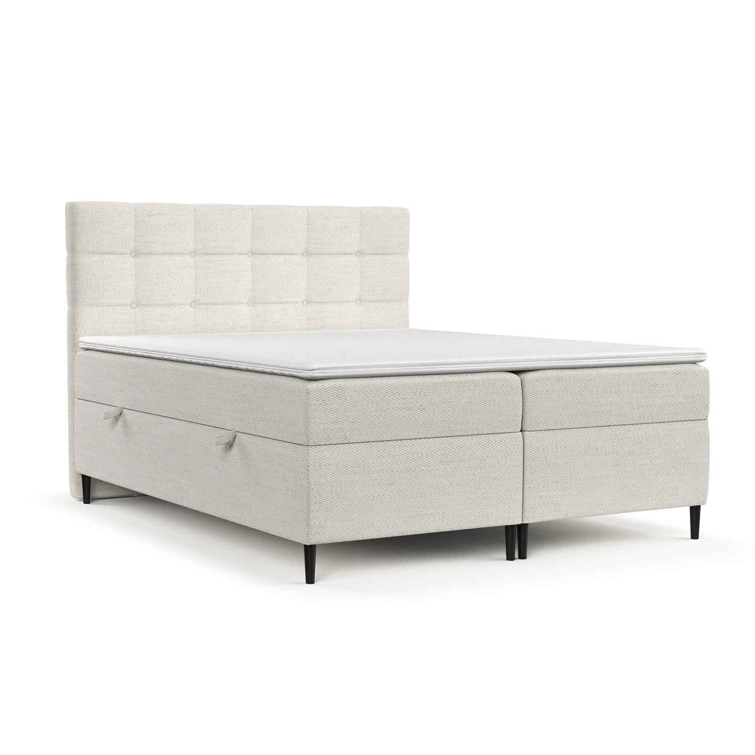 BOXBETT Urbaneo Creme 200/200 cm mit Bonellmatratze und Topper - Creme/Schwarz, Holz/Holzwerkstoff (200/200cm) - Maison de Reve