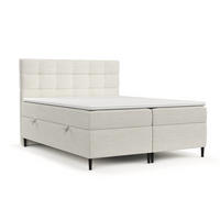 BOXBETT Urbaneo Creme 180/200 cm mit Taschenmatratze und Topper - Creme/Schwarz, Holz/Holzwerkstoff (180/200cm) - Maison de Reve