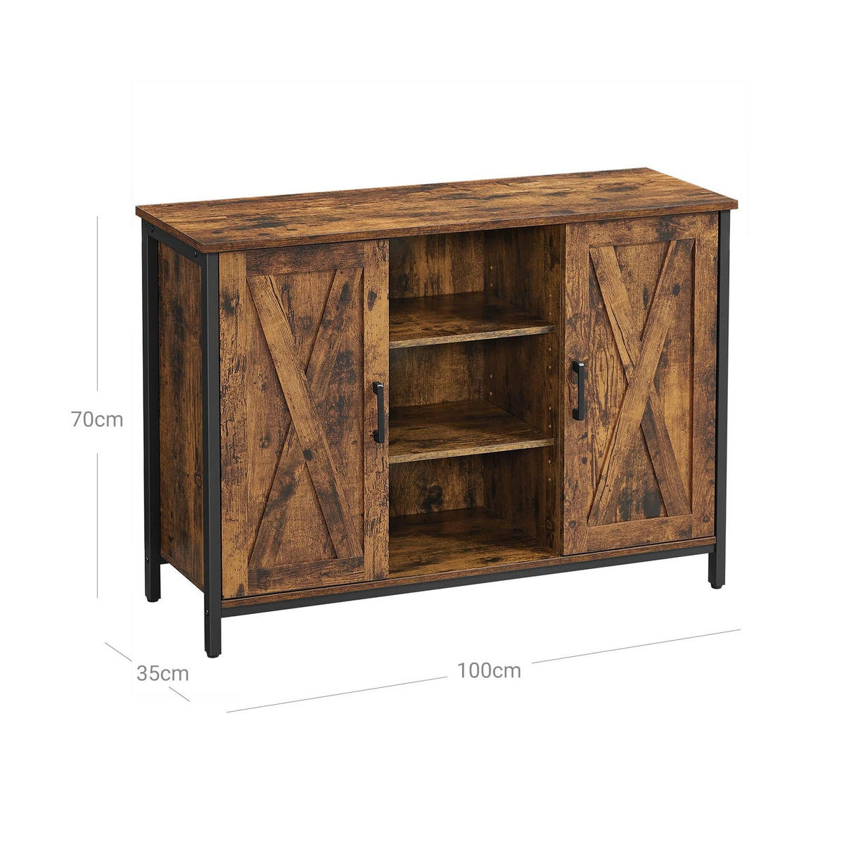 SIDEBOARD - Braun, Holzwerkstoff (35/70/100cm) - Hansiro