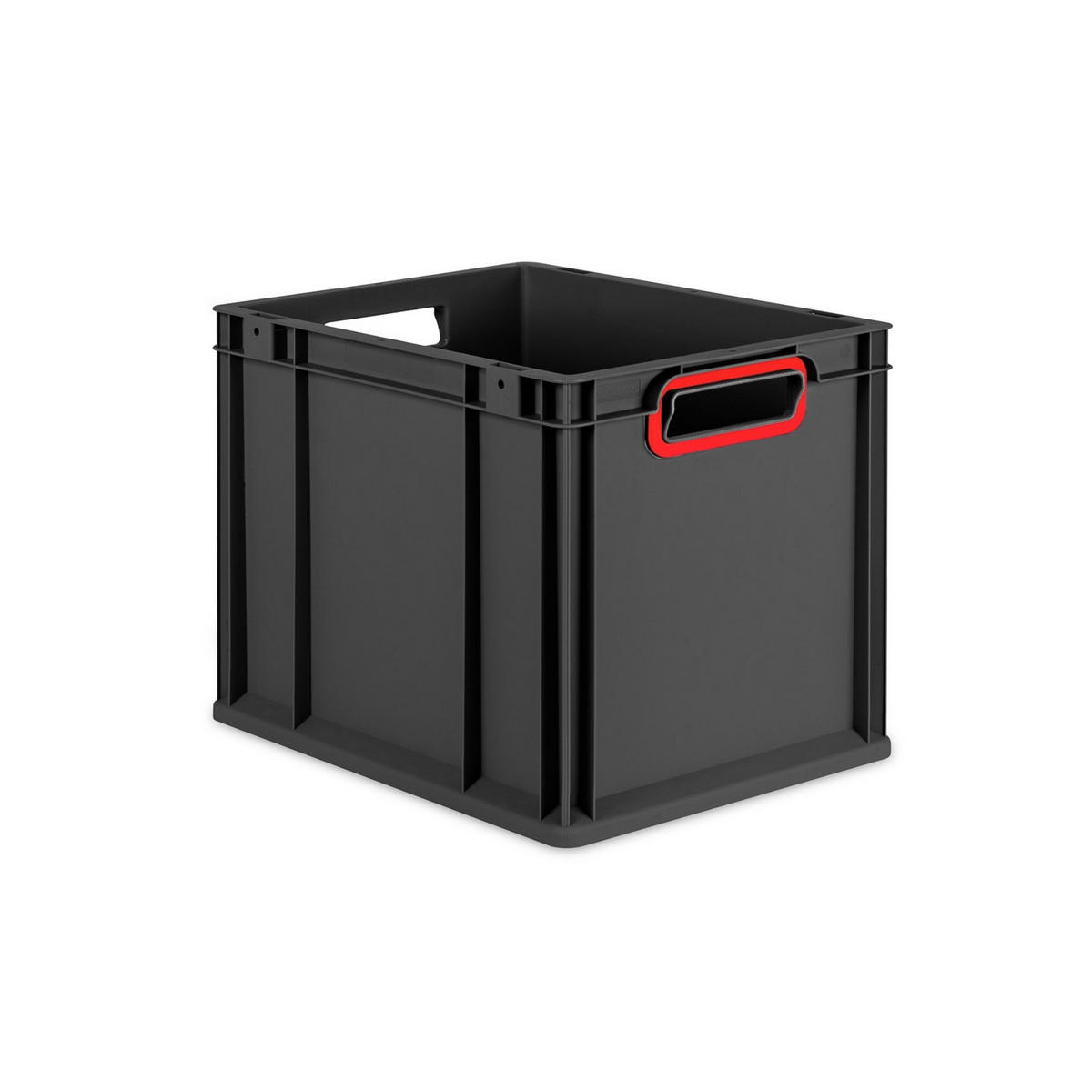 EUROBOX NextGen Color 32x30x40 cm 30 Liter Griffe rot offen, Schwarz - Rot/Schwarz, Kunststoff (30/32/40cm) - PROREGAL