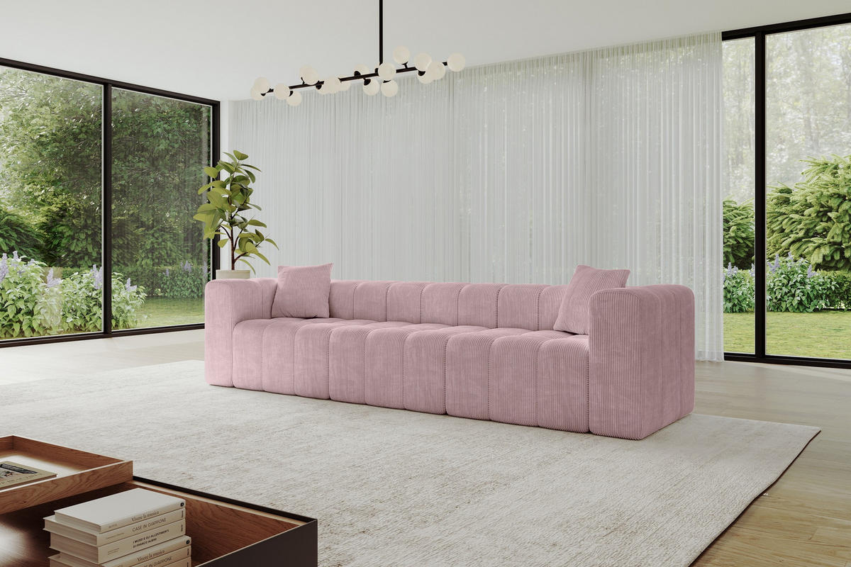 POHOVKA 3-MÍSTNÁ DONY-3 315x90x71 cm Růžová Manšestr - růžová/černá, kompozitní dřevo/textil (315/71/90cm) - ALTDECOR