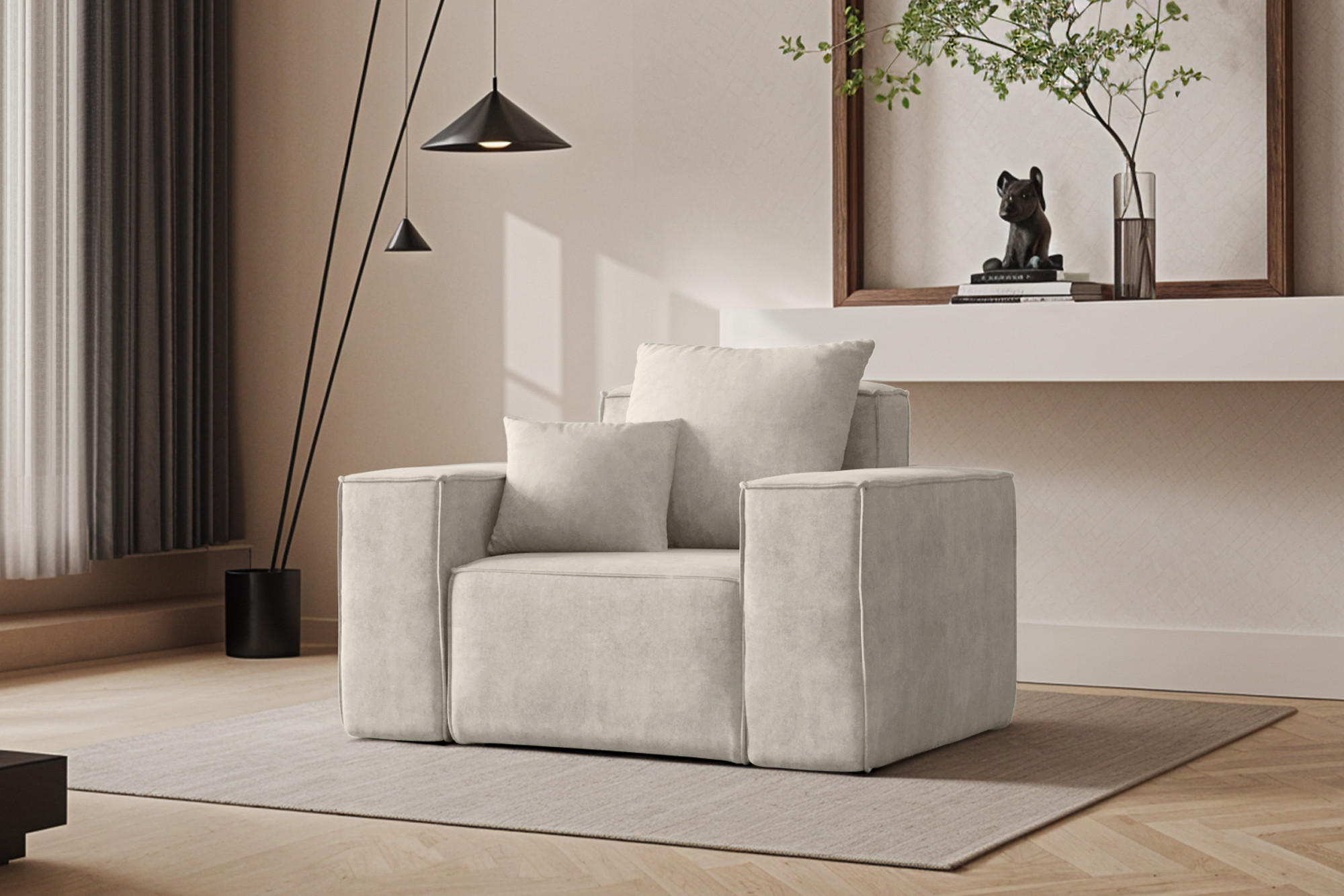 SESSEL ELLA Modern Stoff Noel Hellgrau - Hellgrau, Holz/Textil (90/78/117cm) - Kaiser Möbel