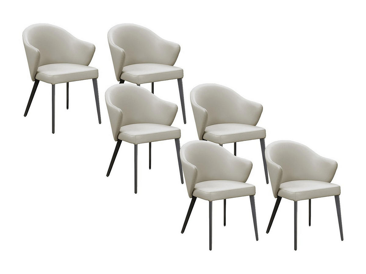 STUHL - 58cm x 62.5cm - Rundumbezug 100% Leder - beige - MIBELLY - Beige, Leder (58/84/62.5cm) - Vente-Unique