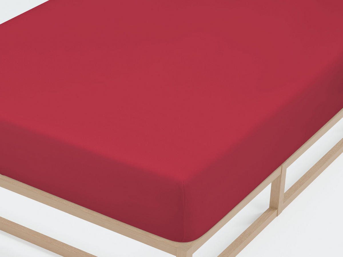 SPANNBETTTUCH Jersey rubin, 180x200 cm - 200x220 cm - Dunkelrot, Textil (200/220cm) - biberna
