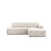 ECKSOFA TESSO R-S Creme Kordstoff mit Schlaffunktion - Creme, Holz (247/170cm) - MASSENO