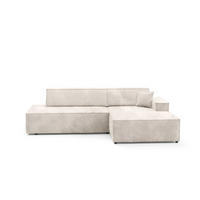 ECKSOFA TESSO R-S Creme Kordstoff mit Schlaffunktion - Creme, Holz (247/170cm) - MASSENO