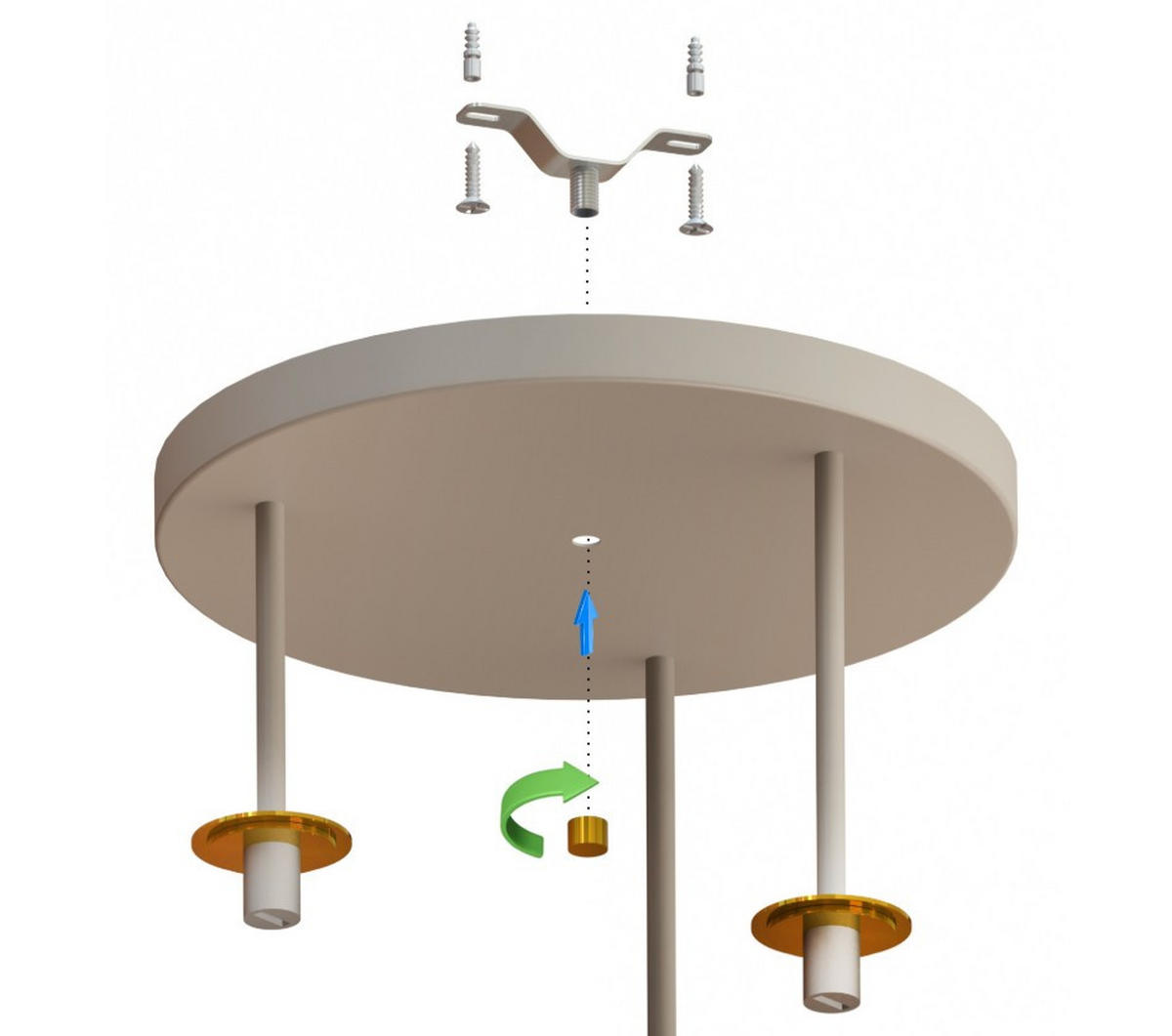 DECKENLEUCHTE ECRU II - Beige/Goldfarben, Glas/Metall (40/40/39cm) - kiki design