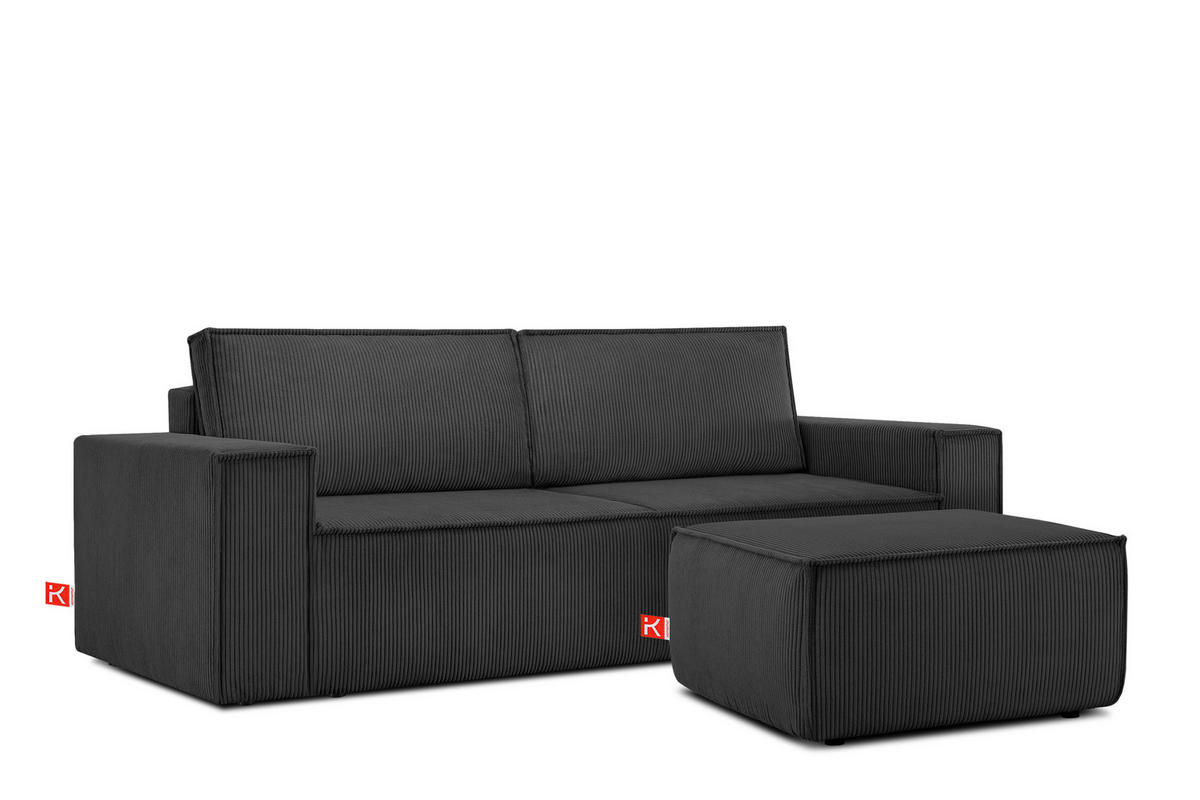 SITZPOUF NAPI gefederte Sitzfläche, dunkelgrau - Dunkelgrau/Schwarz, Textil (83/45/83cm) - KONSIMO®