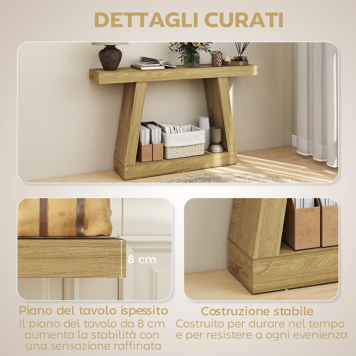 KONSOLENTISCH Eiche MDF 1 Stück - Beige, Kunststoff (140/30/83cm) - GiPP