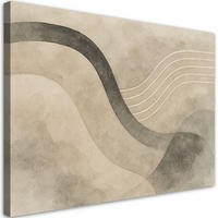 LEINWANDBILD Abstraktion Minimalismus Beige Wellen 90x60cm - Beige, Textil (90/60cm) - Feeby