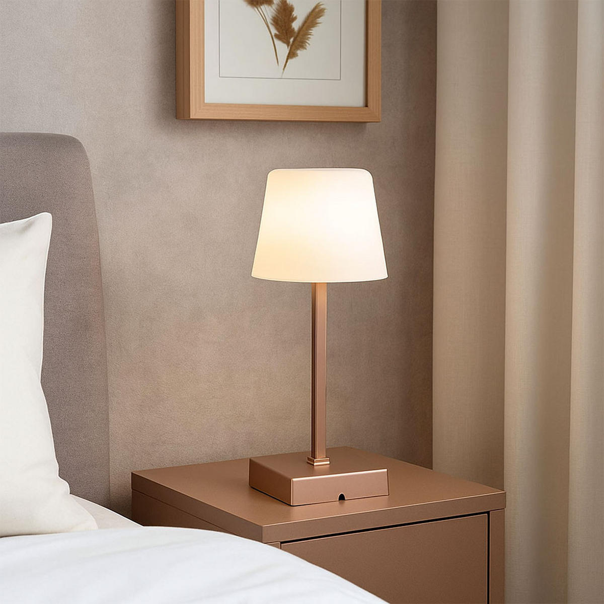 LED TISCHLEUCHTE XAYDEN Champagner - Champagner, Metall (8.5/8.5/25.5cm) - Globo Lighting