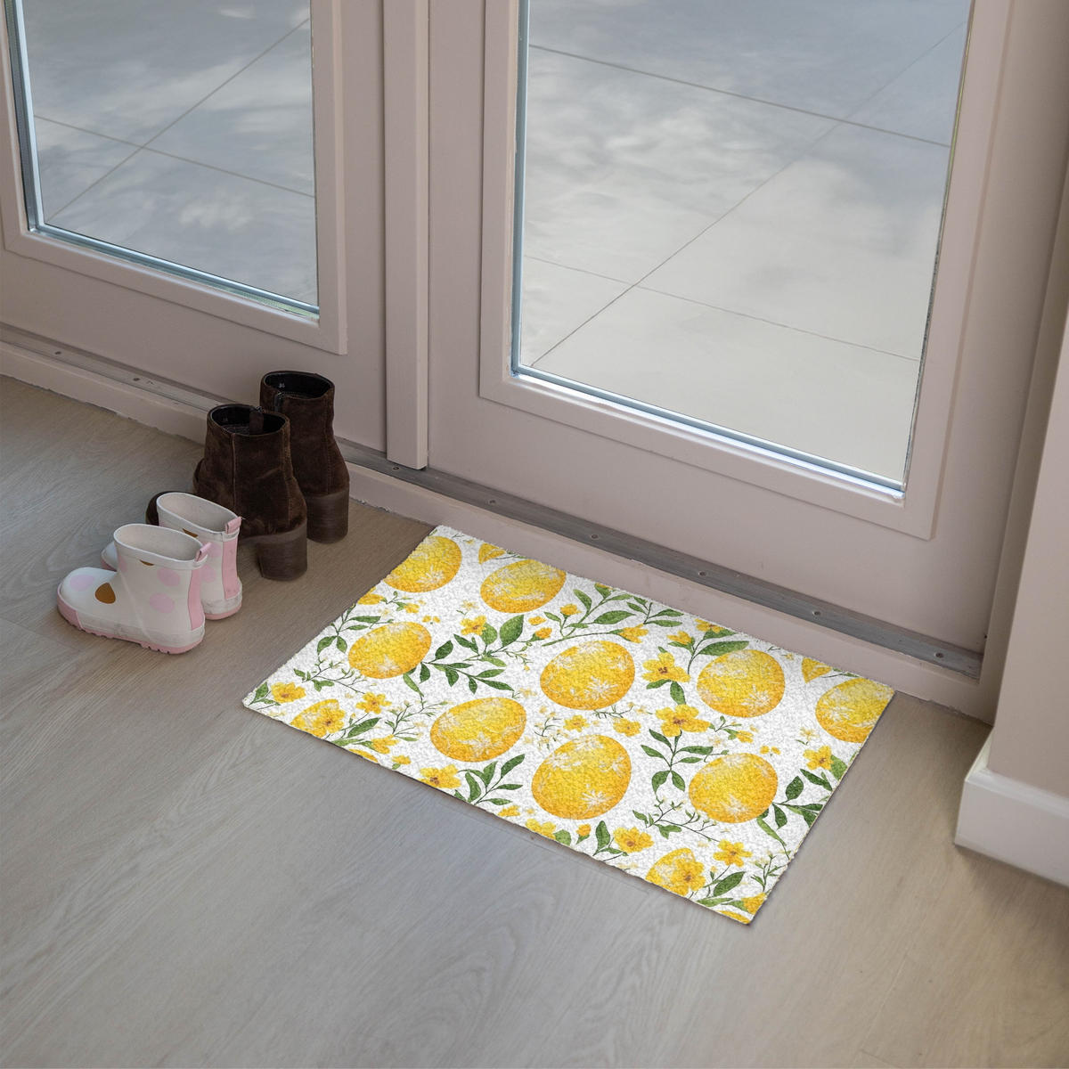 FUSSMATTE Blumen - Ostereier - Gelb 60x40 cm - Gelb, Kunststoff (40/60cm) - MuchoWow