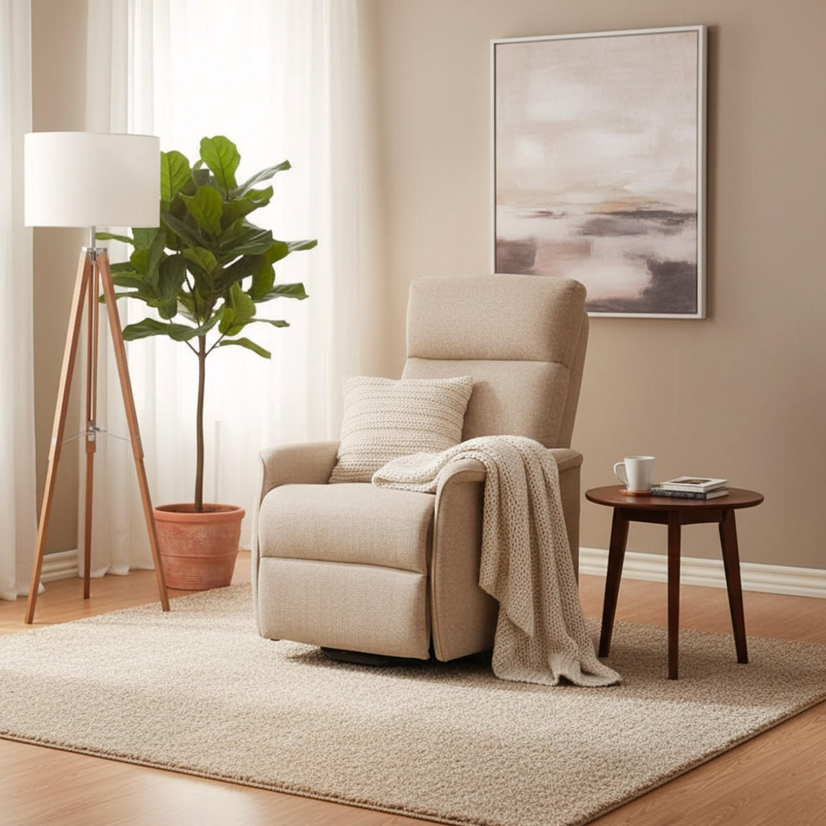 RELAXSESSEL mit Sitzlift giorgia - Beige - Beige, Textil (73/103/155cm) - Pasmara